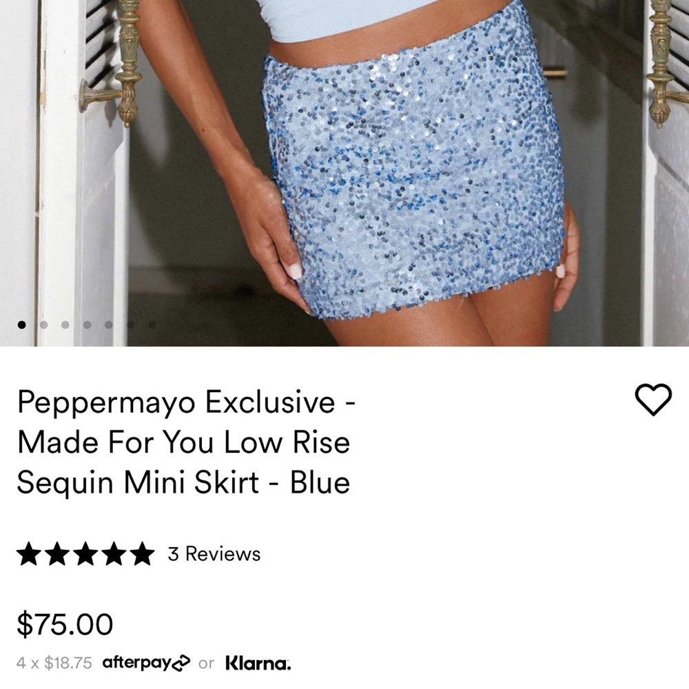 BRAND NEW - NEVER WORN - Peppermayo Blue Sequin Mini Skirt